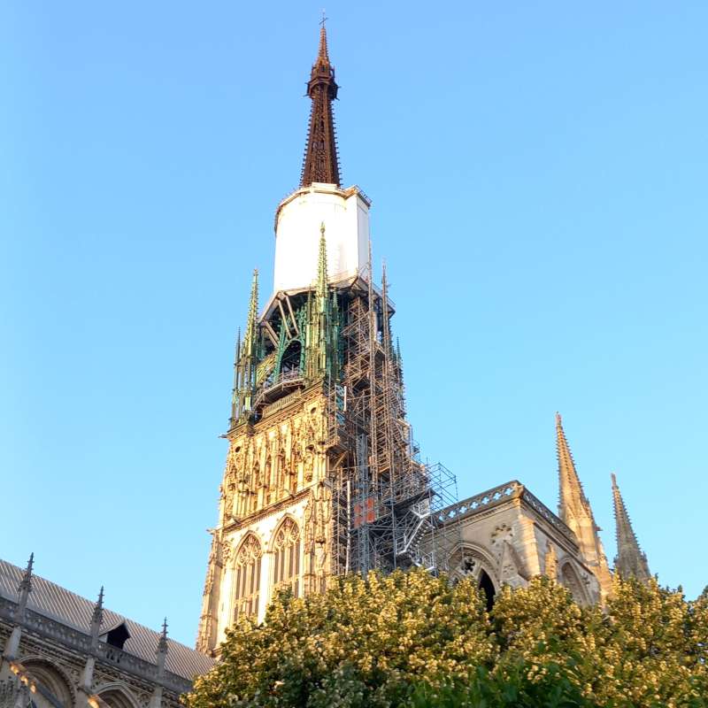 Rouen (France): scaffolding for the restoration of the Notre-Dame Cathedral