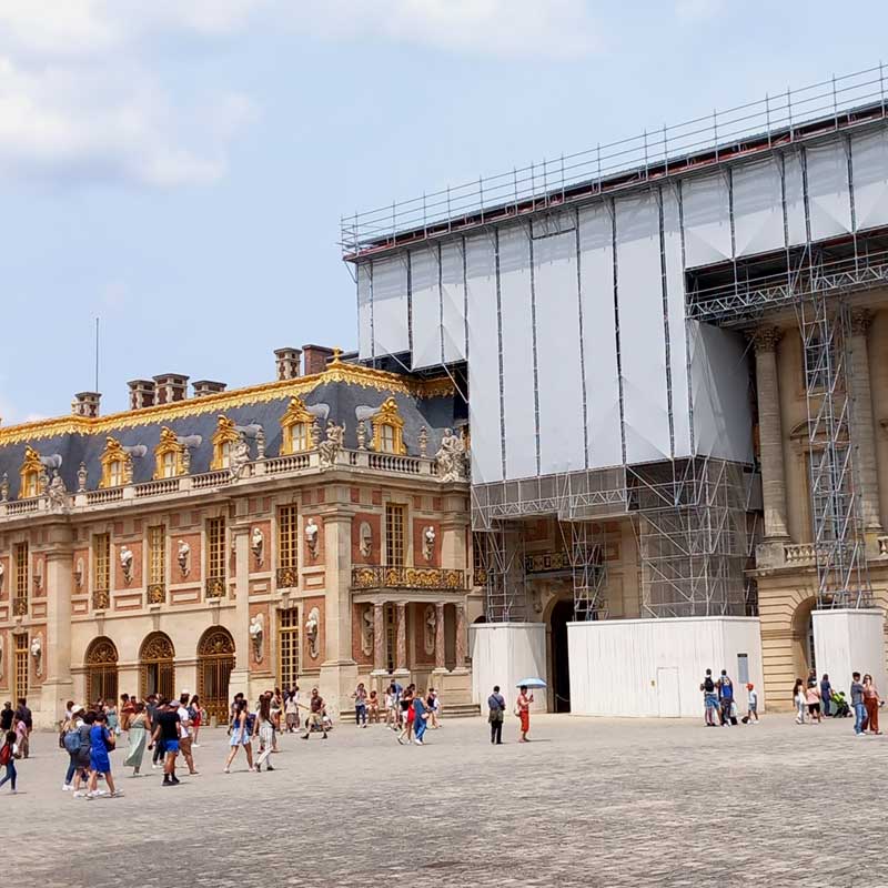 Scaffolding for the restoration of the historic Palace of Versailles (Versailles, France)
