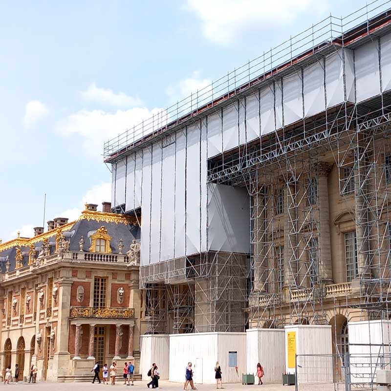 Scaffolding for the restoration of the historic Palace of Versailles (Versailles, France)